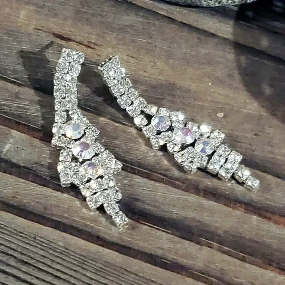 Retro Glam European Lady Di Style Austrian Crystal Earrings - Picture 3 of 10